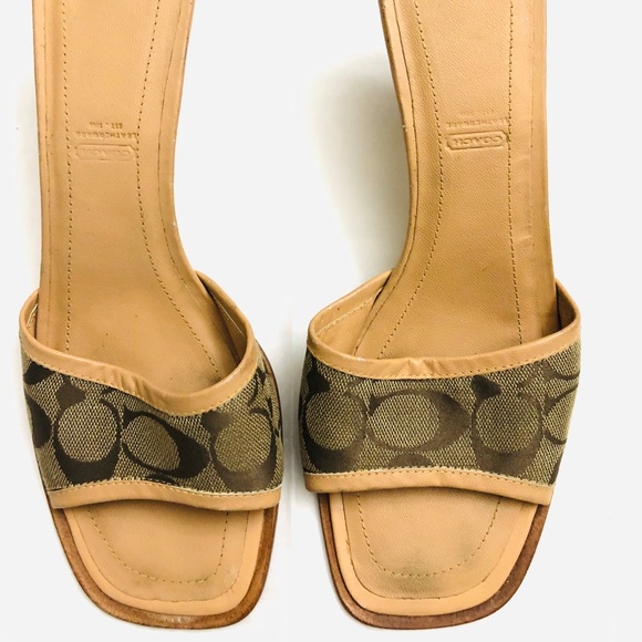 Coach Shoes - Coach Signature Logo Canvas brown sandals size 9